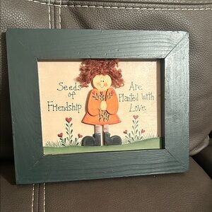 Friendship Art in Green Frame country, cottage, granny core,